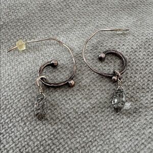 Rutilated Quartz Sterling Silver Artisan Hoop Earrings